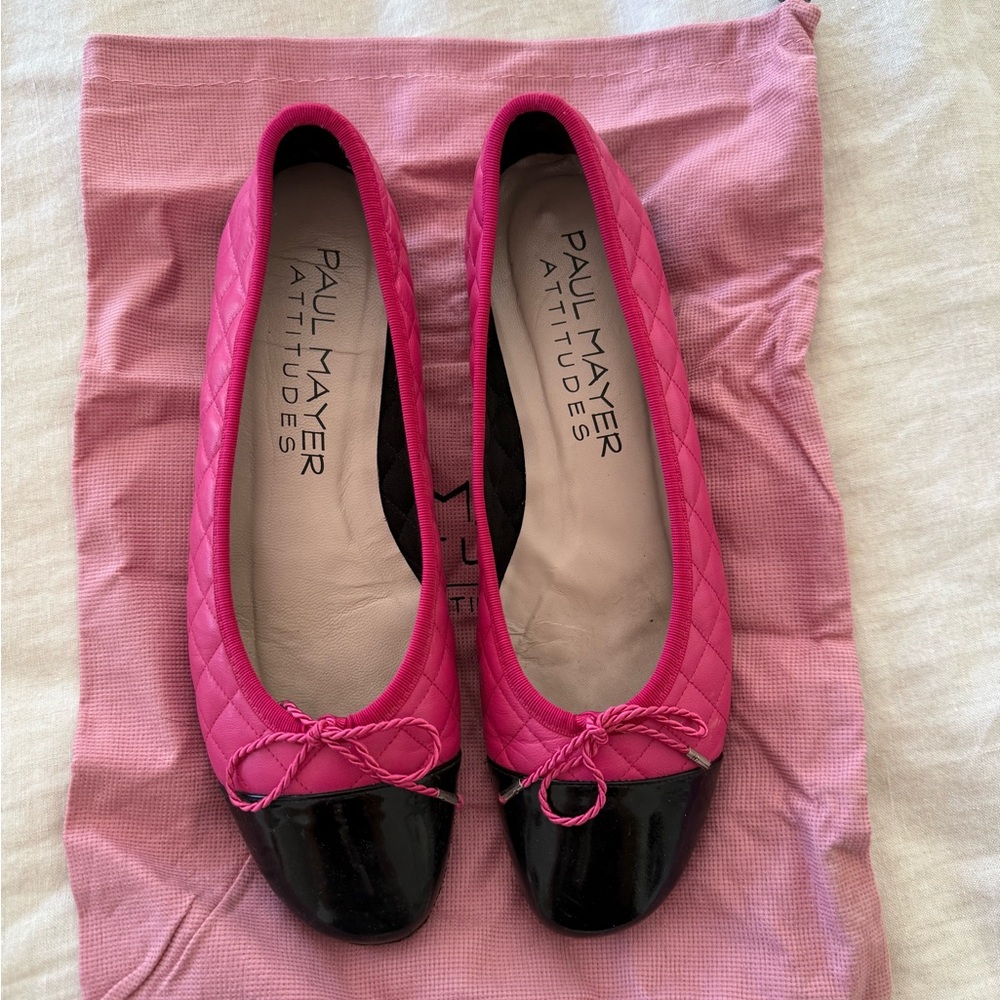 Paul Mayer Attitudes Pink and Black “The Cosy” ballet flats Size 7 Retail $245 - Picture 3 of 5